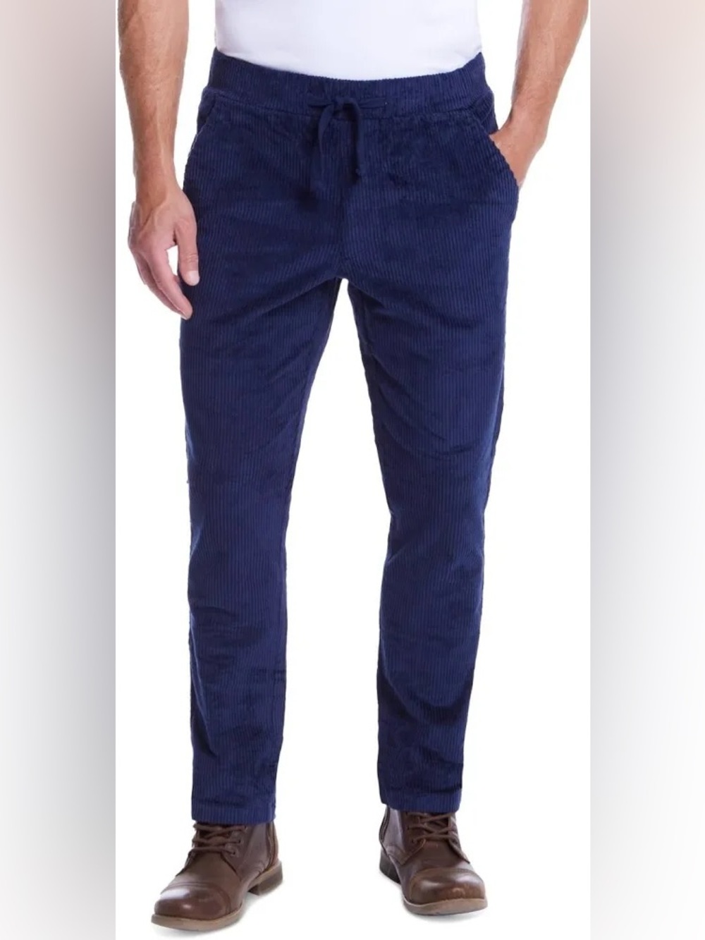 Weatherproof Vintage Mens XXL Navy Blue Wide Corduroy Drawstring Pants NWT